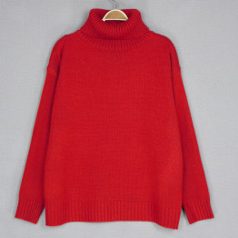 Vintage Women Long Sleeve Loose Knitted Pullover Turtleneck Sweater