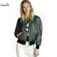 European Style Women's Retro Long Sleeve Slim Bomber Jacket