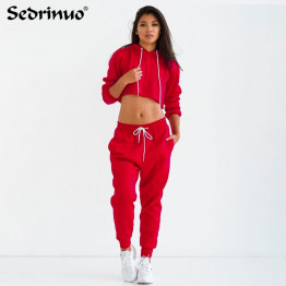 Casual Women's Sexy Club Crop Top & Long Sleeve 2 Piece Jumpsuit