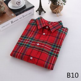 Plaid College Style Long Sleeve Cotton Flannel Shirts