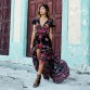 Sexy Summer Hot Floral Print Retro Palace V-Neck Evening Party Dress