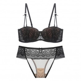 Ultra-Thin Embroidered Lace Push Up Bra & Panty Set (Cup Sizes A - E)