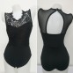 ADEWEL Sexy Black Lace High Neck Cut Out Back Bodysuit