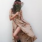 Boho Style Off Shoulder Long Floral Print Vintage Chiffon Dress