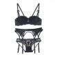 CINOON Sexy Embroidered Intimate 1/2 Cup Bra Set with Garters