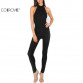 Colrovie Backless & Sleeveless Slim Style Black Jumpsuit