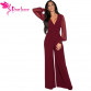 Dear-Lover Long Jumpsuit  w/ V-neck, Mesh Sleeves, & Embellished Cuffs LC6650 (Sizes S - 3XL)
