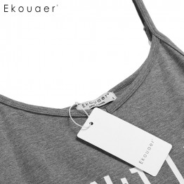Ekouaer Letter Print V-Neck Nightgown (Sizes S - 2XL)