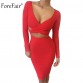 ForeFair Long Sleeve Elegant Elastic Cotton Party Dress