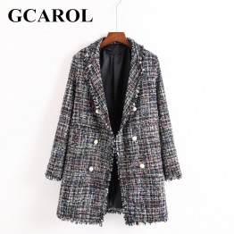 GCAROL Euro Style Pearl Button Tweed Blazer