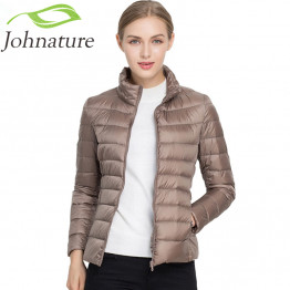 Johnature 90% White Duck Down Jacket (Sizes S-3XL)