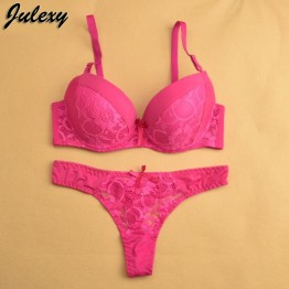 Julexy Sexy Lace Thong & Push Up Bra Set