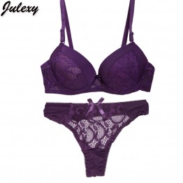 Julexy Sexy Lace Thong & Push Up Bra Set