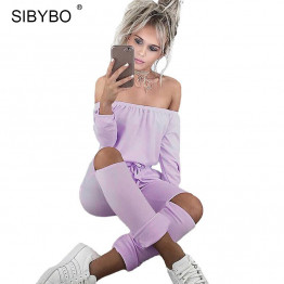 Sibybo Sexy Off Shoulder & Long Sleeve Jumpsuit (Sizes S - 2XL)