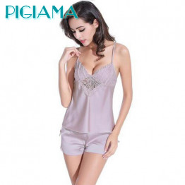 PIGIAMA Sexy Silk & Lace Pajamas Set