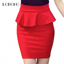 Korean Elegant Open Slit Ruffle Pencil Skirt (Sizes S - 5XL)