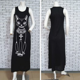Rogi Cat Print Long Maxi Dress
