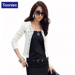 Toonies Short Formal Style Long Sleeved Slim Rivet Jacket