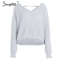 Simplee Sexy Knitted & Backless Pullover Sweater