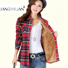 Thick Cotton Long-Sleeved Plaid Flannel Shirt