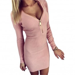 Vestidos Sexy Long Sleeve Knitted Dress 
