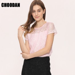 Lace Chiffon Short Korean Hollowed Out Shirt