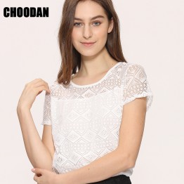 Lace Chiffon Short Korean Hollowed Out Shirt