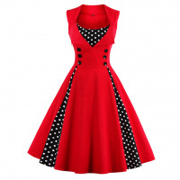 50s & 60s Retro Vintage Sleeveless Rockabilly Swing Party Dress