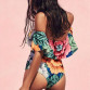 Sexy 1 Pc Floral Print Backless & Strapless Swimwear