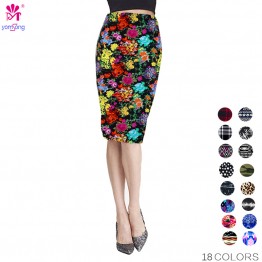 Yomsong High Waist Floral Print Pencil Mini Skirt